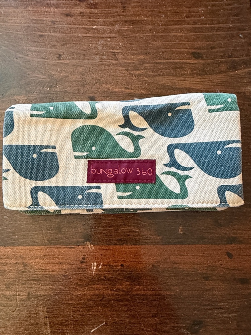 bungalow 360 Whale Print Wallet - Blue & Green